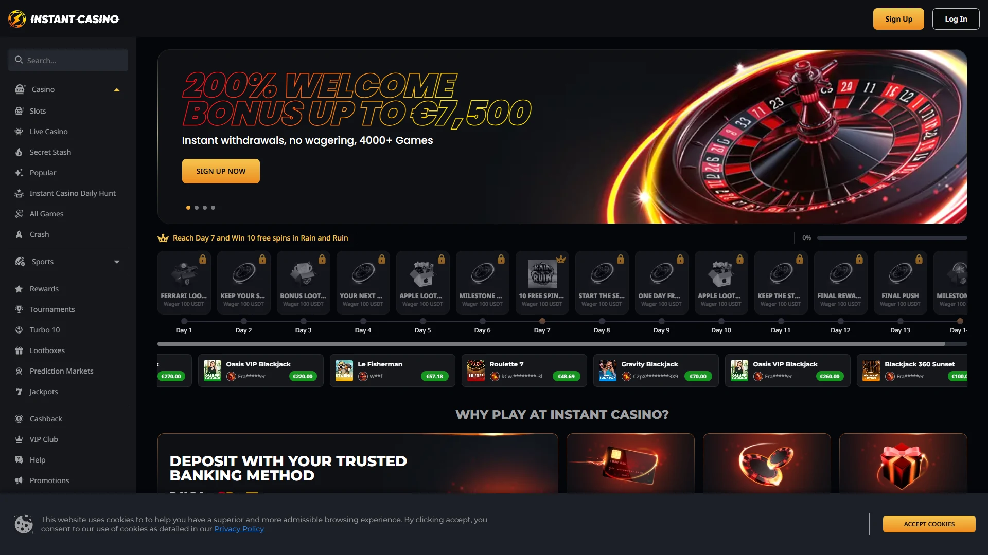 Instant Casino payment methods